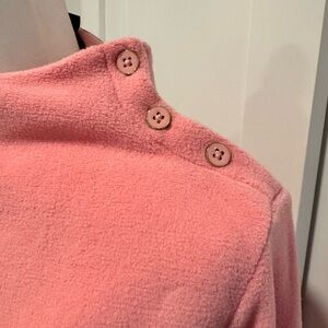 Talbots Soft Peach/Pink 3 button Fleece mock turtleneck Top